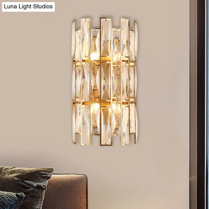 DecorBites™ DecorBites™ Modern Crystal Rectangle Wall Sconce - Gold, 11"/17" Wide, Cylinder Surface, 2/4 Lights, Wall Mounted Lighting