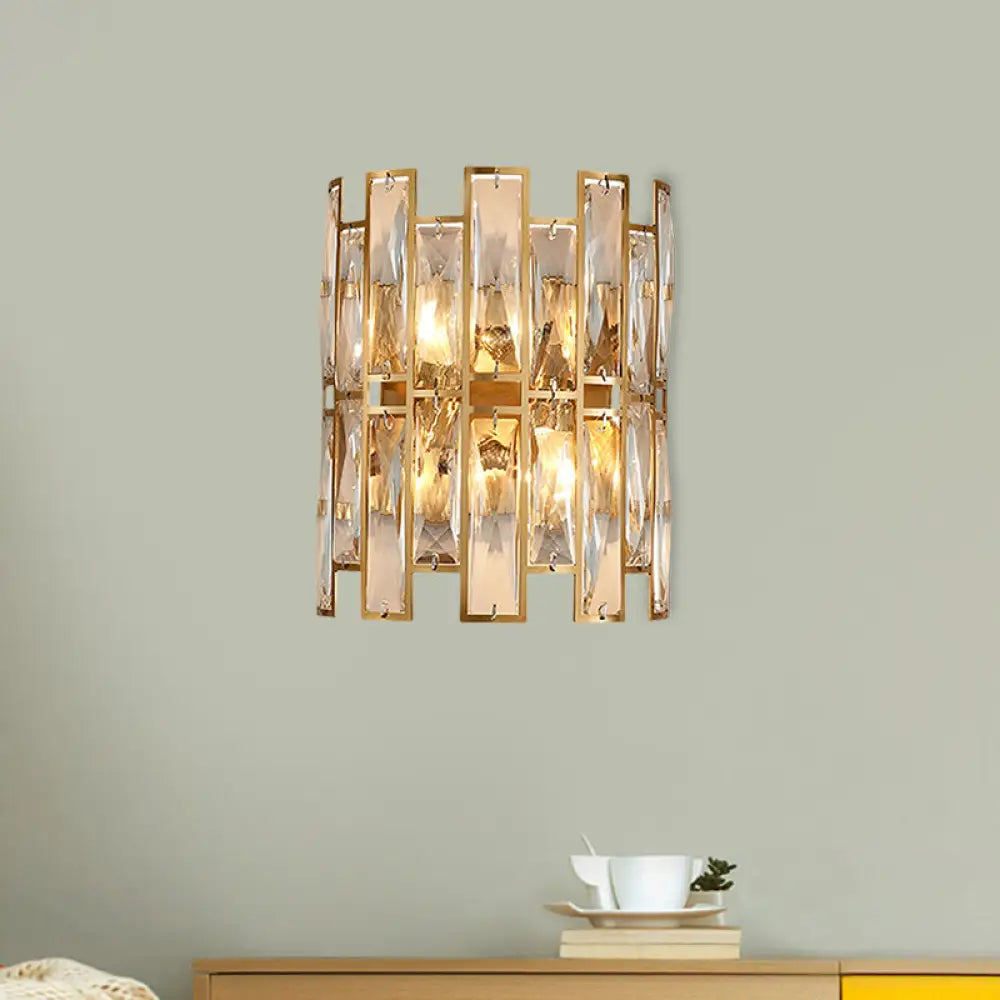 DecorBites™ DecorBites™ Modern Crystal Rectangle Wall Sconce - Gold, 11"/17" Wide, Cylinder Surface, 2/4 Lights, Wall Mounted Lighting