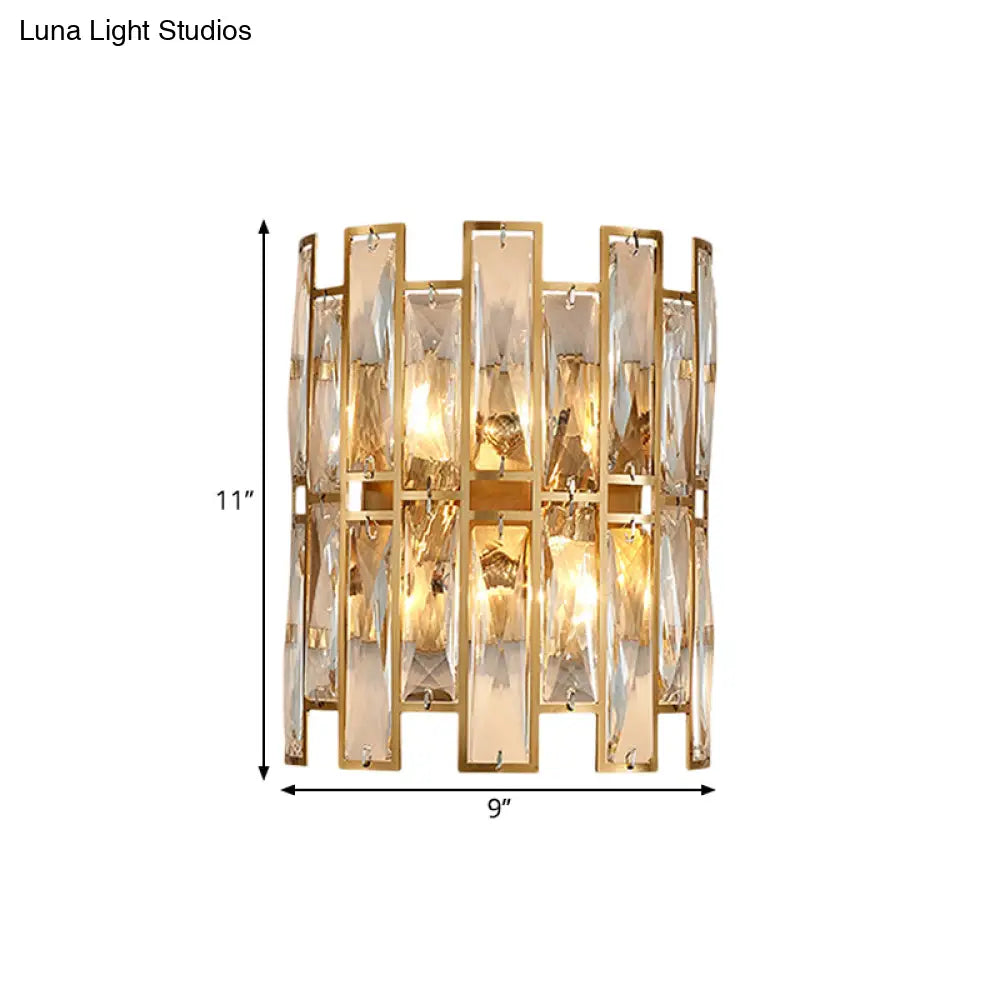 DecorBites™ DecorBites™ Modern Crystal Rectangle Wall Sconce - Gold, 11"/17" Wide, Cylinder Surface, 2/4 Lights, Wall Mounted Lighting