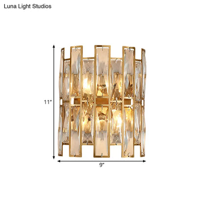 DecorBites™ DecorBites™ Modern Crystal Rectangle Wall Sconce - Gold, 11"/17" Wide, Cylinder Surface, 2/4 Lights, Wall Mounted Lighting