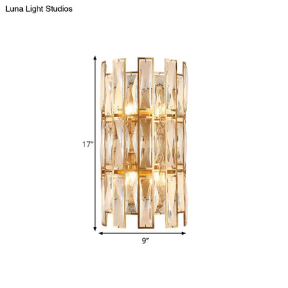 DecorBites™ DecorBites™ Modern Crystal Rectangle Wall Sconce - Gold, 11"/17" Wide, Cylinder Surface, 2/4 Lights, Wall Mounted Lighting