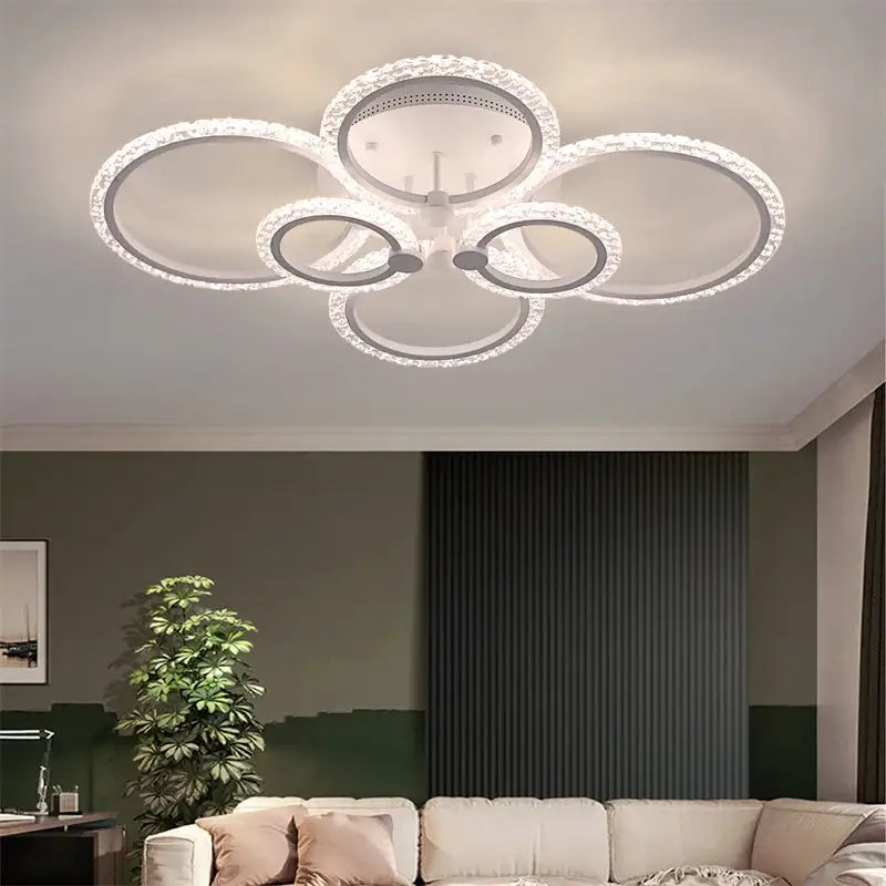 Modern crystal ring acrylic ceiling lights with interconnected circular rings for living room ceiling lights modern design