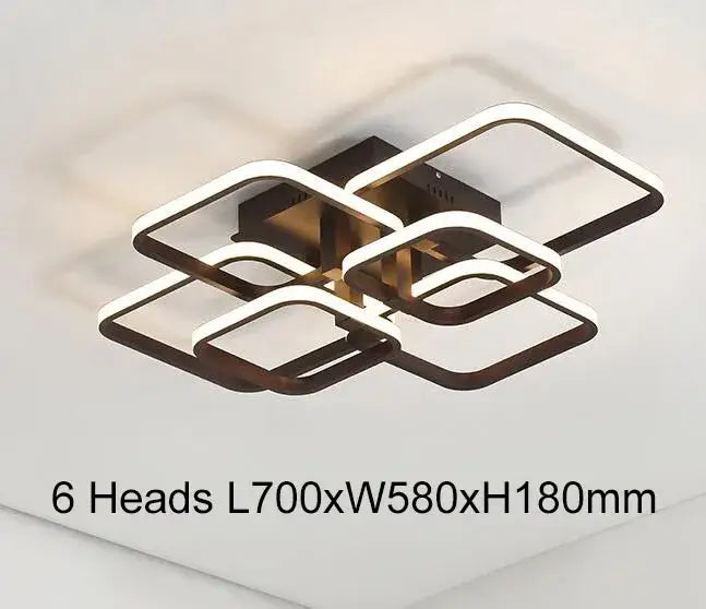 Modern crystal ring acrylic ceiling lights featuring six interlocking brushed brass frames with white led accents
