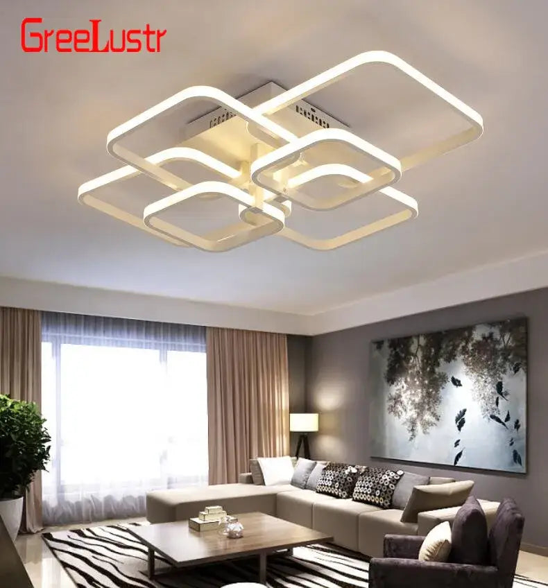 Modern white acrylic ceiling lights with sleek overlapping geometric design for living room ceiling lights modern