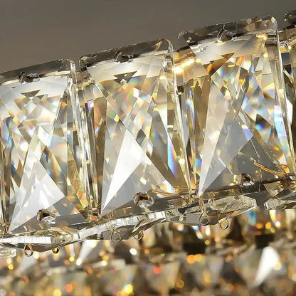Modern crystal ring ceiling light with clear faceted crystal prisms gold finish dimmable led for dining room decorbites ceiling light