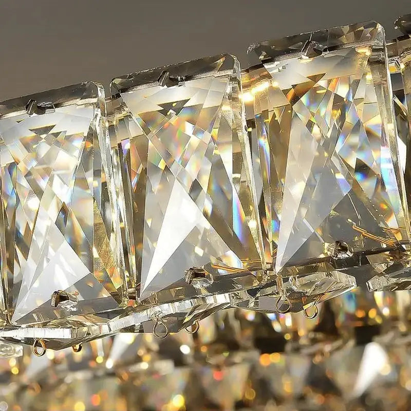 Modern crystal ring ceiling light with clear faceted crystal prisms gold finish dimmable led for dining room decorbites ceiling light