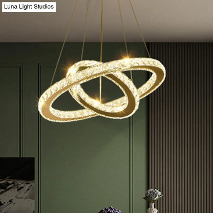 Modern Crystal Ring Pendant Light for Living Room