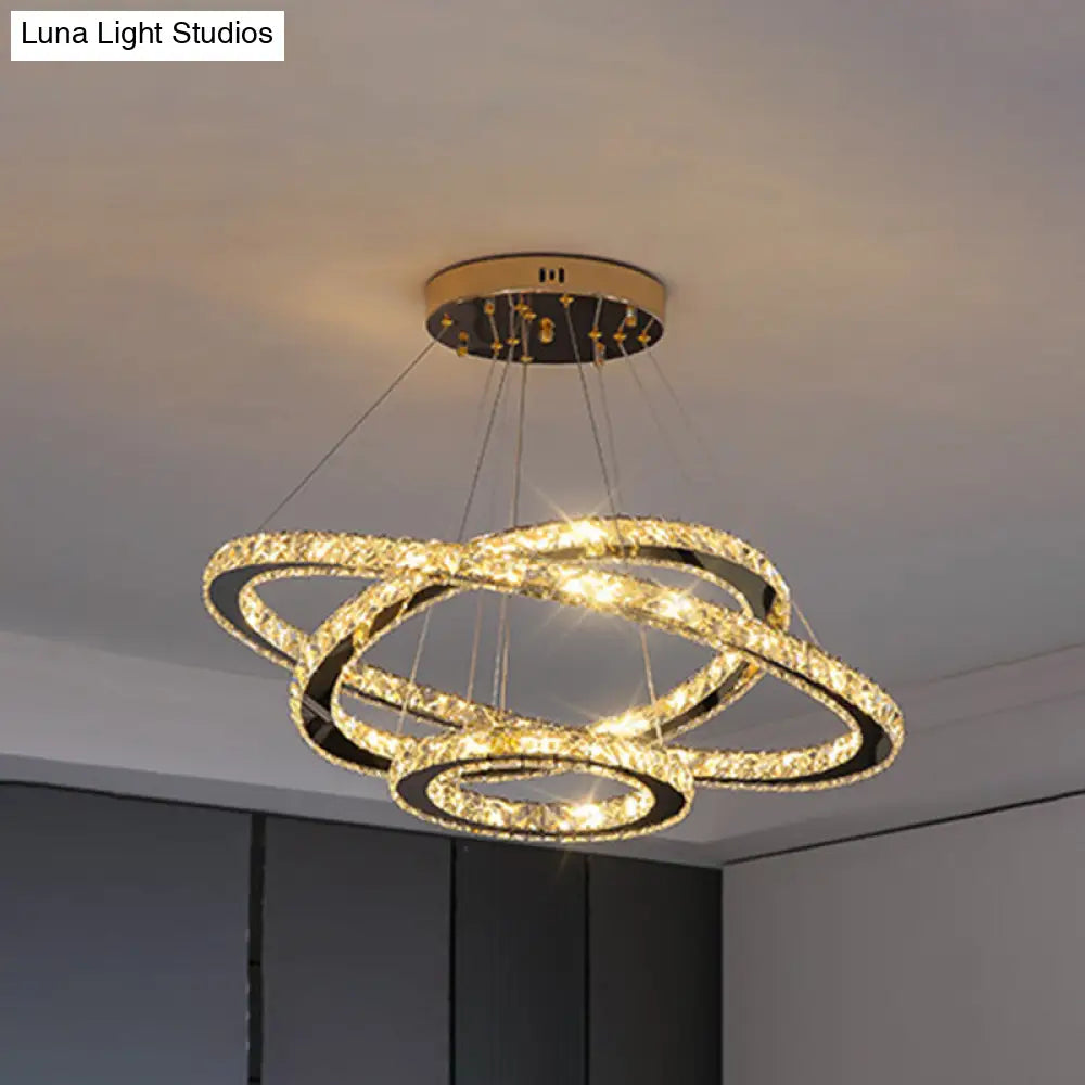 Modern Crystal Ring Pendant Light for Living Room