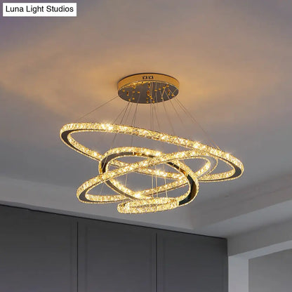 Modern Crystal Ring Pendant Light for Living Room