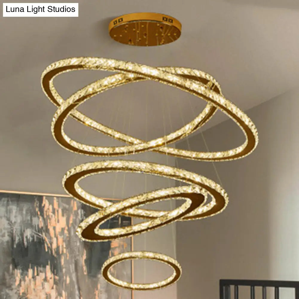 Modern Crystal Ring Pendant Light for Living Room