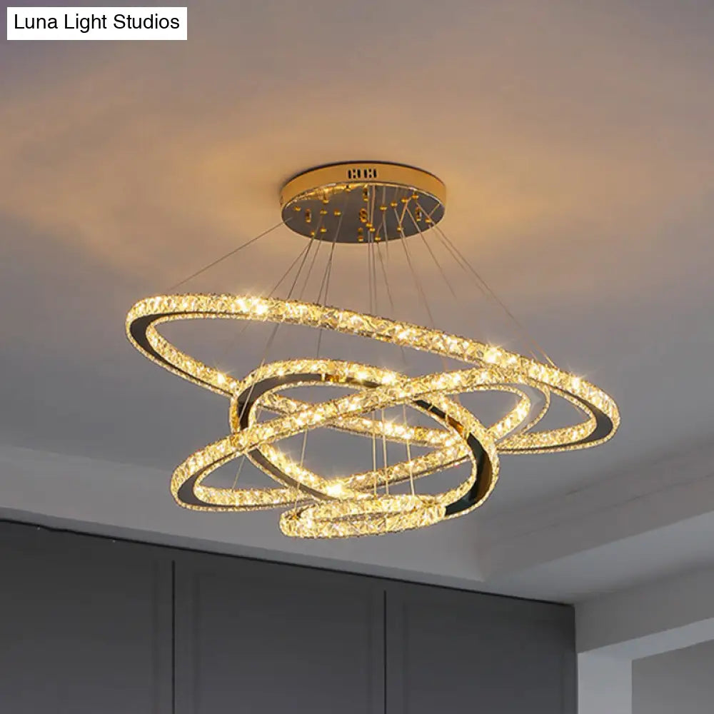 Modern Crystal Ring Pendant Light for Living Room