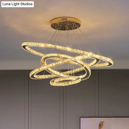 Modern Crystal Ring Pendant Light for Living Room