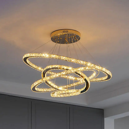 Modern Crystal Ring Pendant Light for Living Room