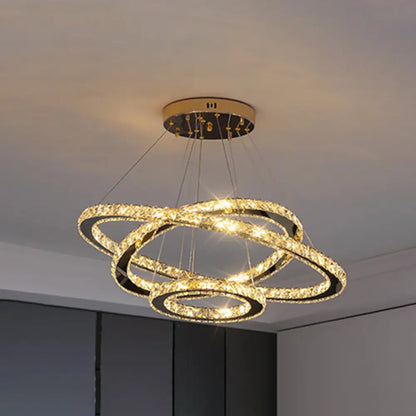 Modern Crystal Ring Pendant Light for Living Room