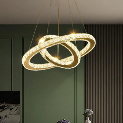 Modern Crystal Ring Pendant Light for Living Room