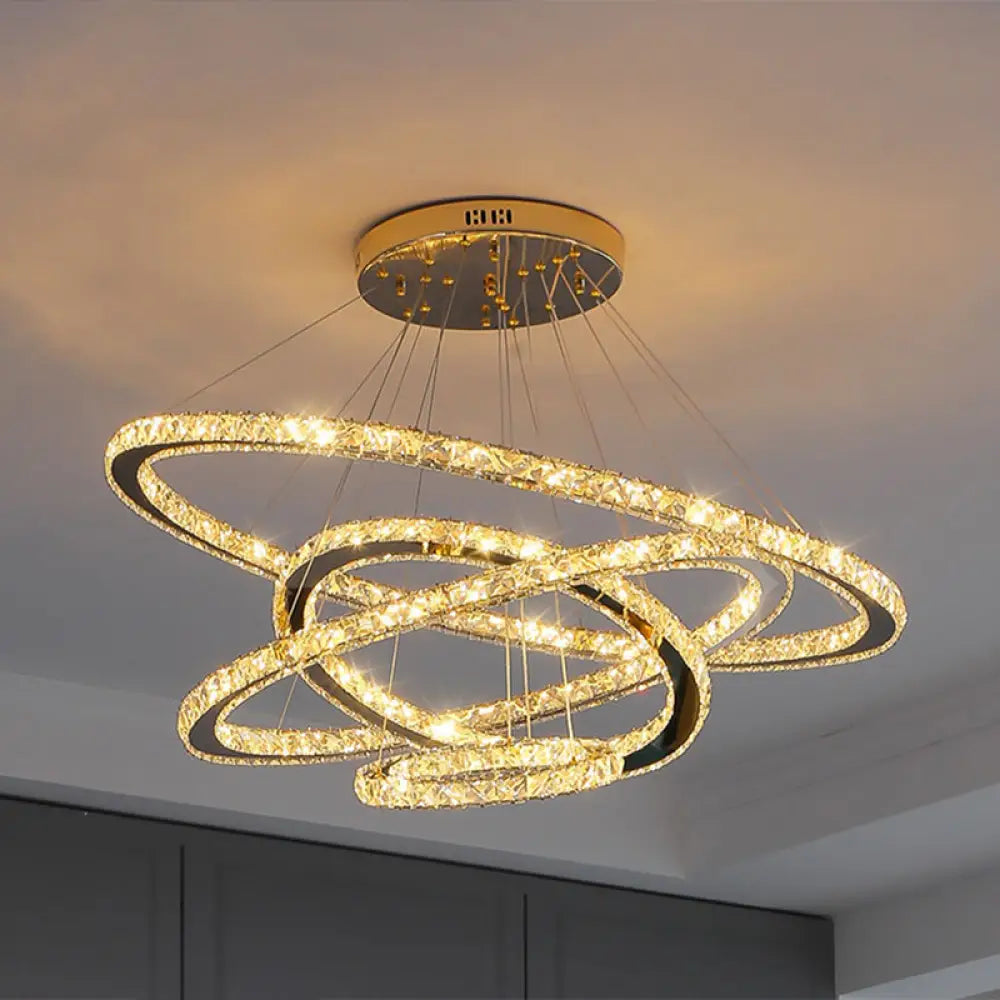 Modern Crystal Ring Pendant Light for Living Room