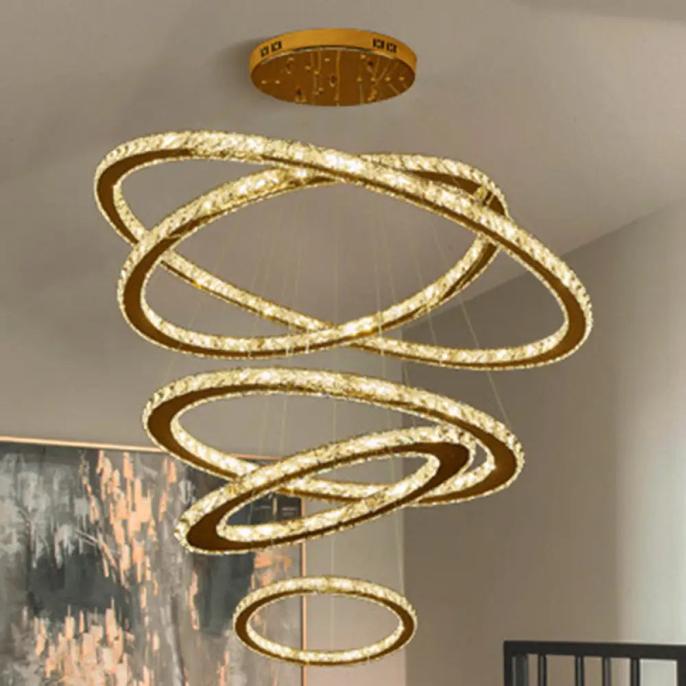 Modern Crystal Ring Pendant Light for Living Room