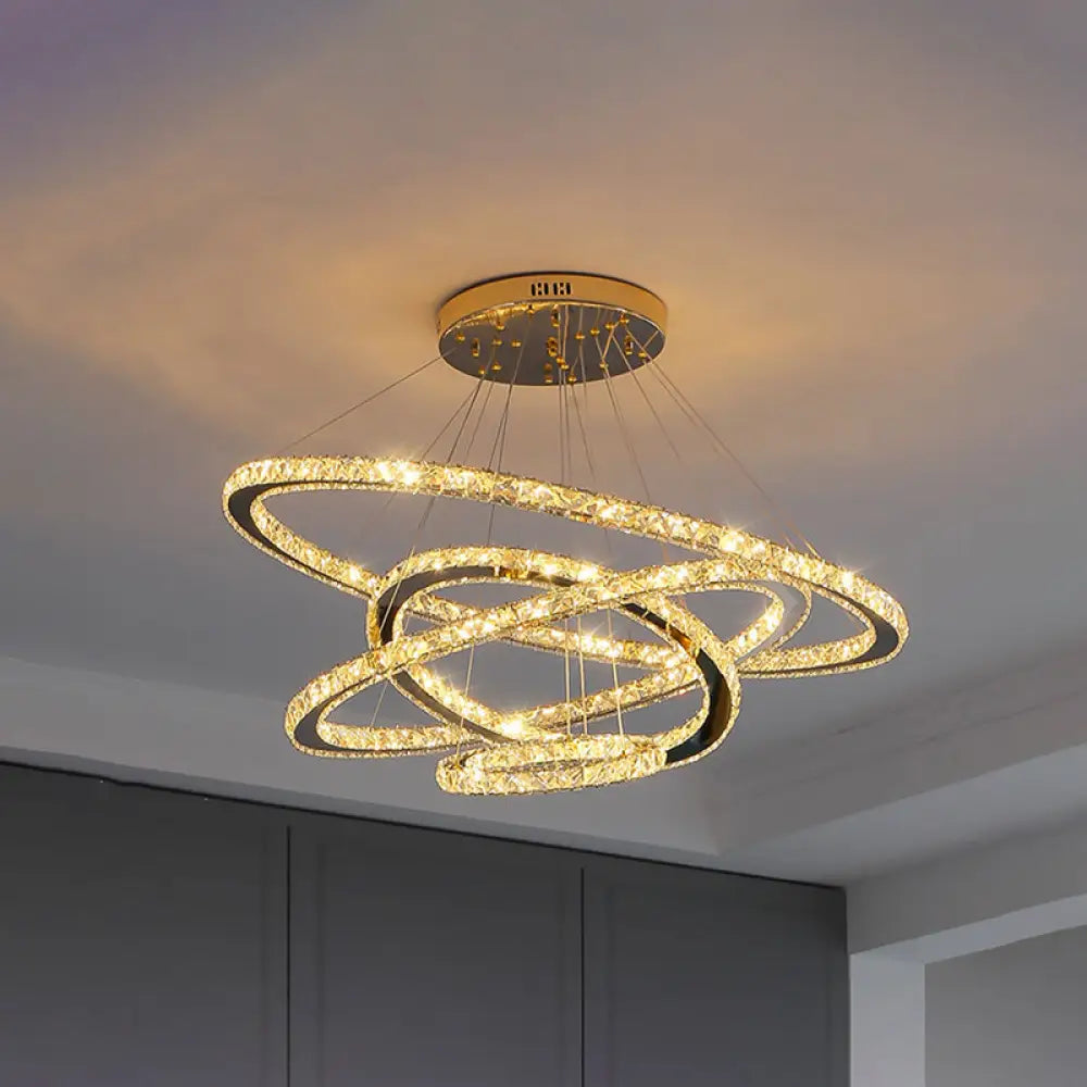 Modern Crystal Ring Pendant Light for Living Room