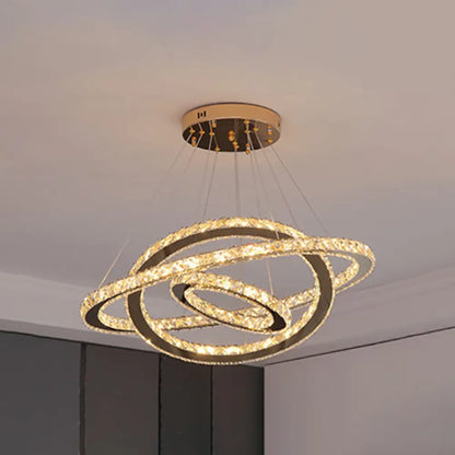 Modern Crystal Ring Pendant Light for Living Room