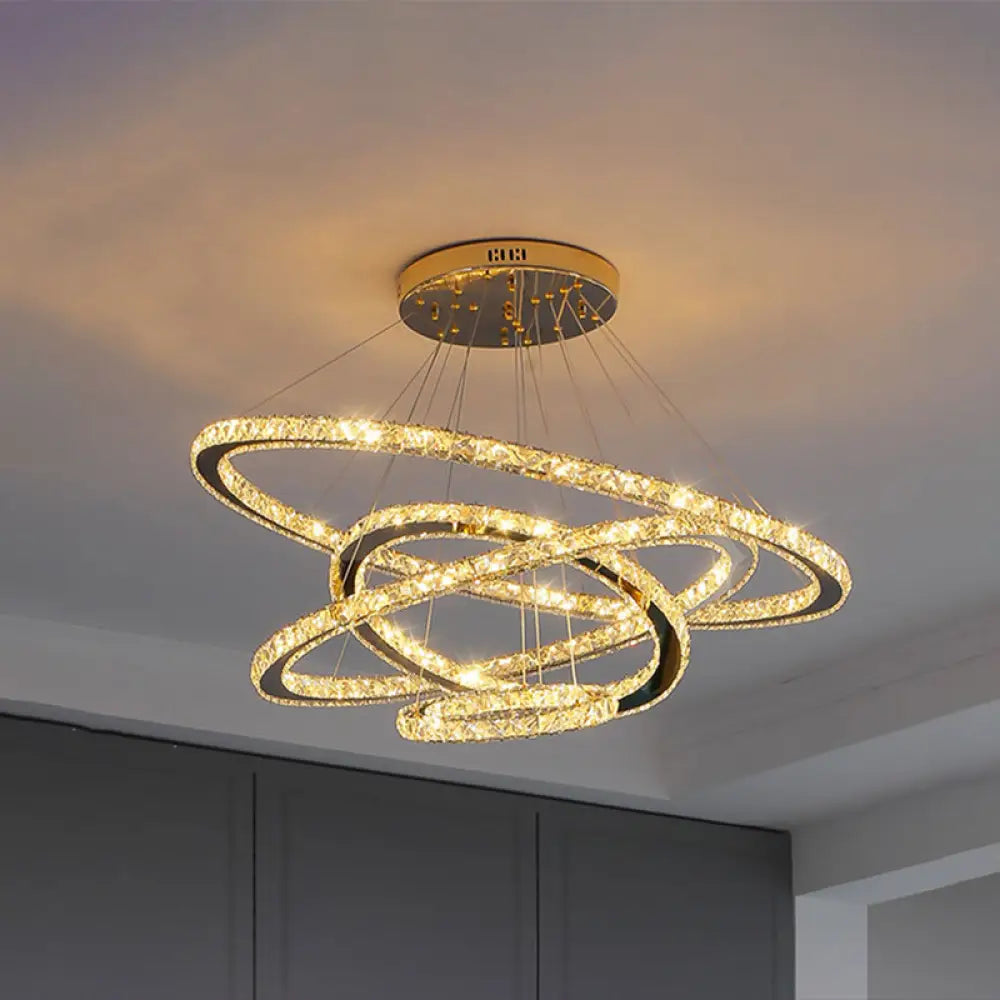 Modern Crystal Ring Pendant Light for Living Room