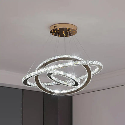 Modern Crystal Ring Pendant Light for Living Room