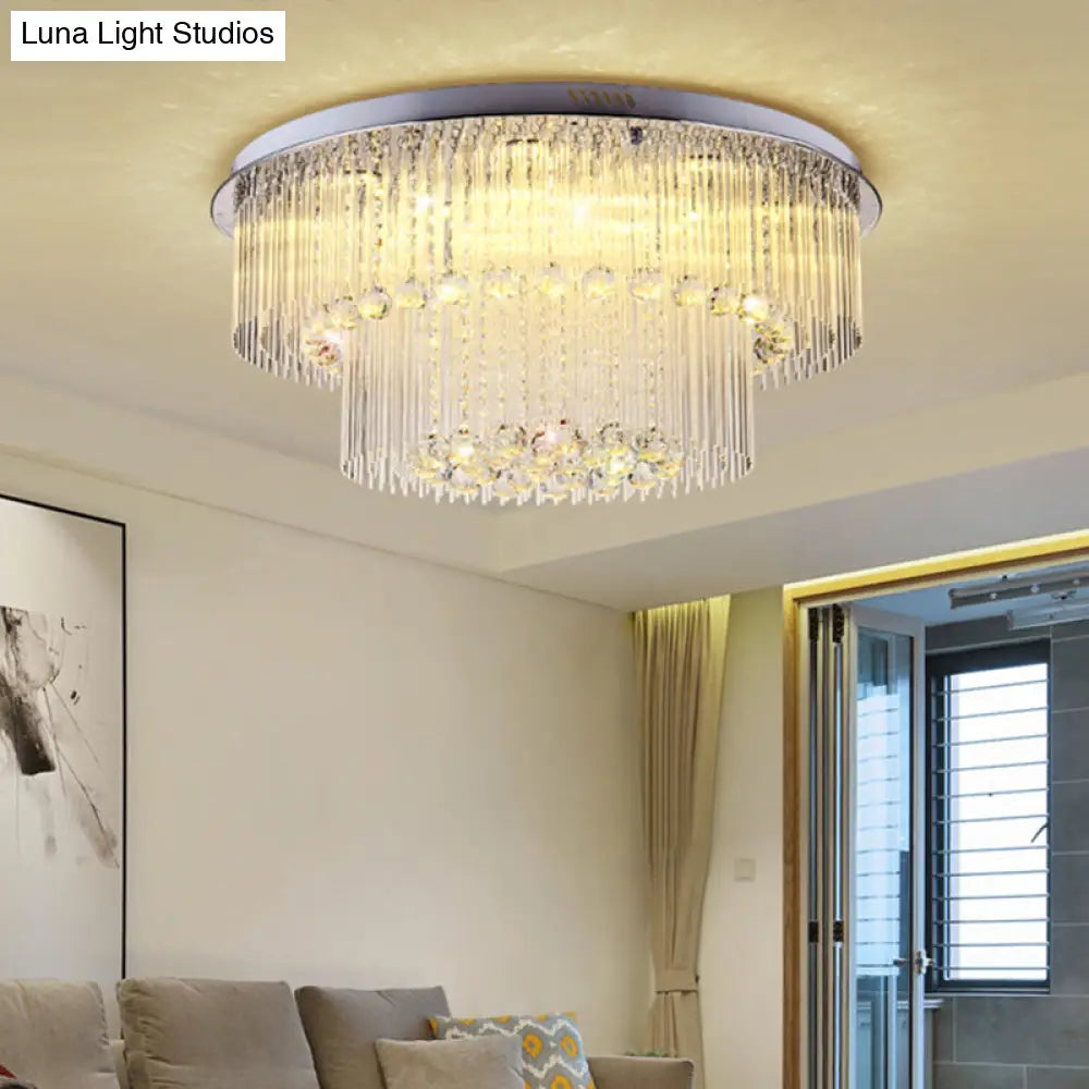 Lámpara de techo DecorBites™ Modern Crystal Rod de 2 niveles, acabado níquel, LED, para sala de estar