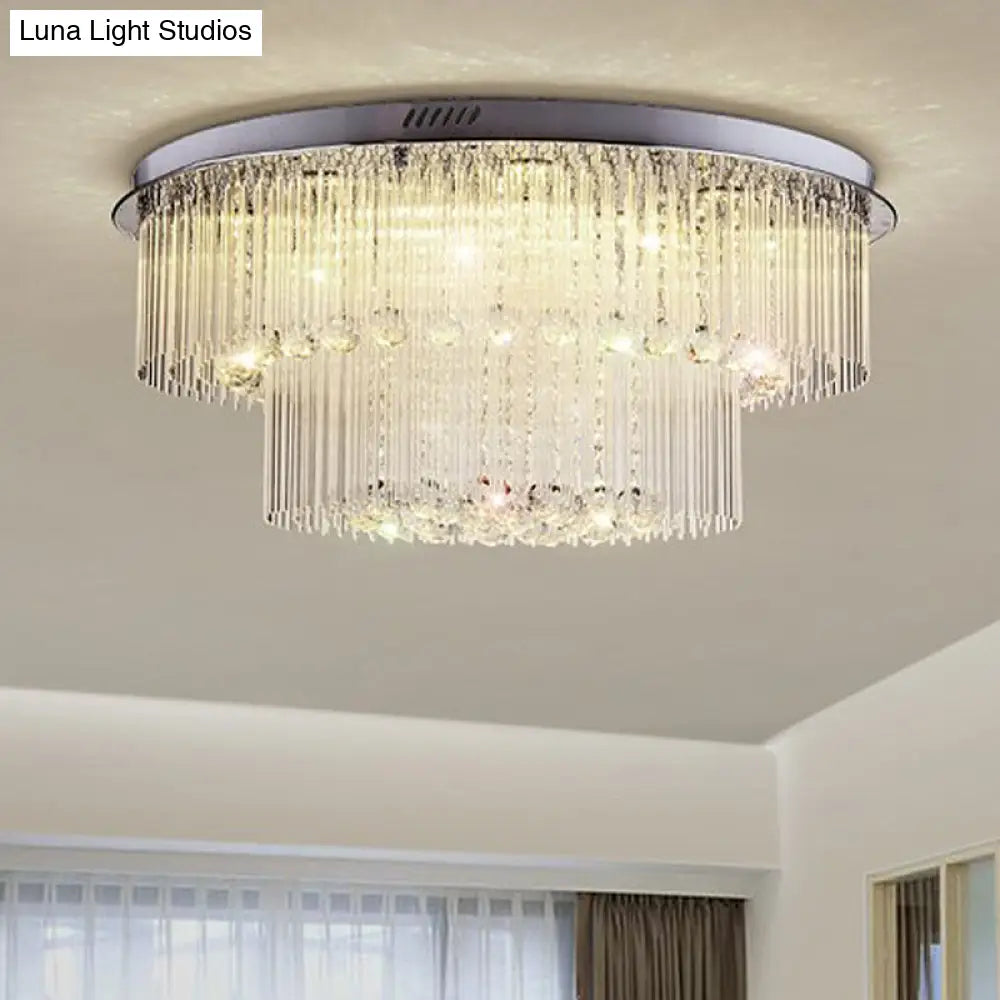 Lámpara de techo DecorBites™ Modern Crystal Rod de 2 niveles, acabado níquel, LED, para sala de estar