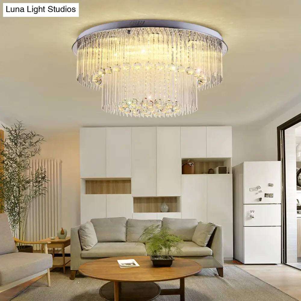 Lámpara de techo DecorBites™ Modern Crystal Rod de 2 niveles, acabado níquel, LED, para sala de estar