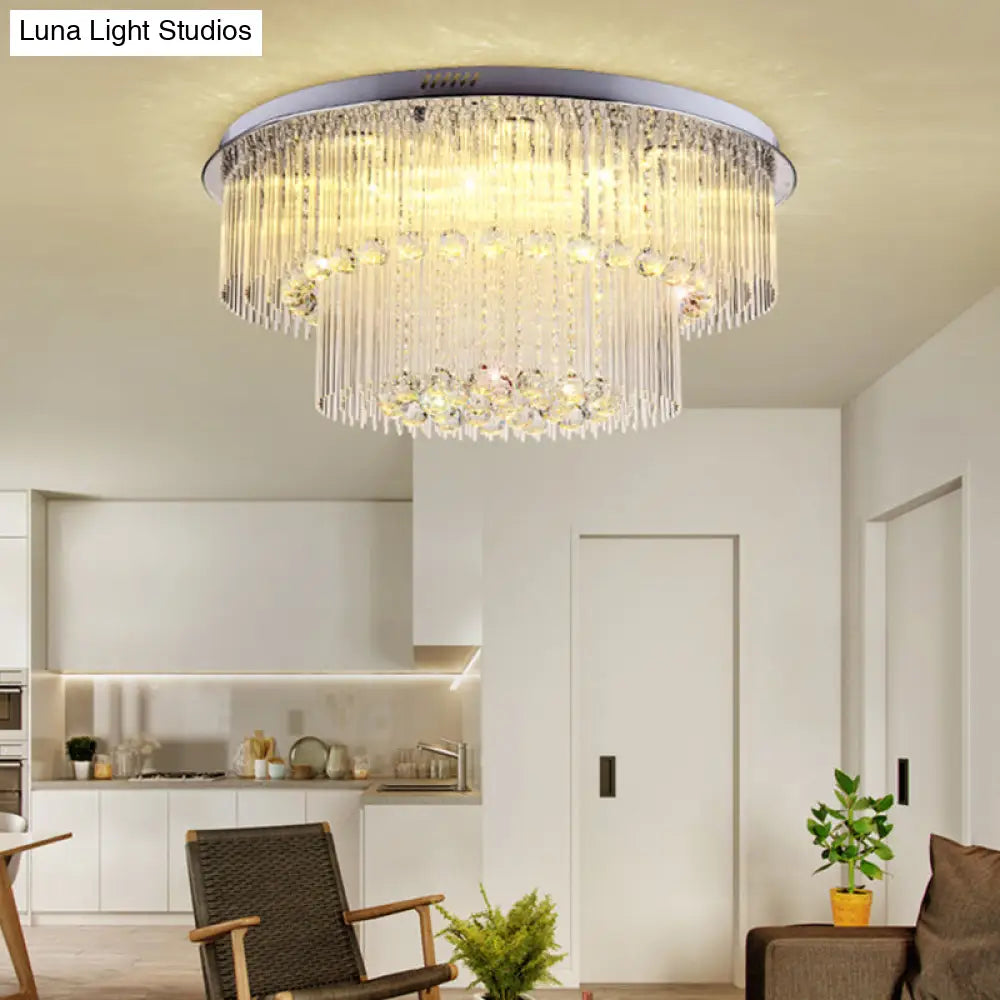 Lámpara de techo DecorBites™ Modern Crystal Rod de 2 niveles, acabado níquel, LED, para sala de estar