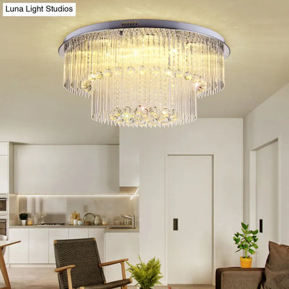 Lámpara de techo DecorBites™ Modern Crystal Rod de 2 niveles, acabado níquel, LED, para sala de estar