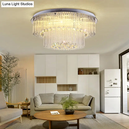 Lámpara de techo DecorBites™ Modern Crystal Rod de 2 niveles, acabado níquel, LED, para sala de estar