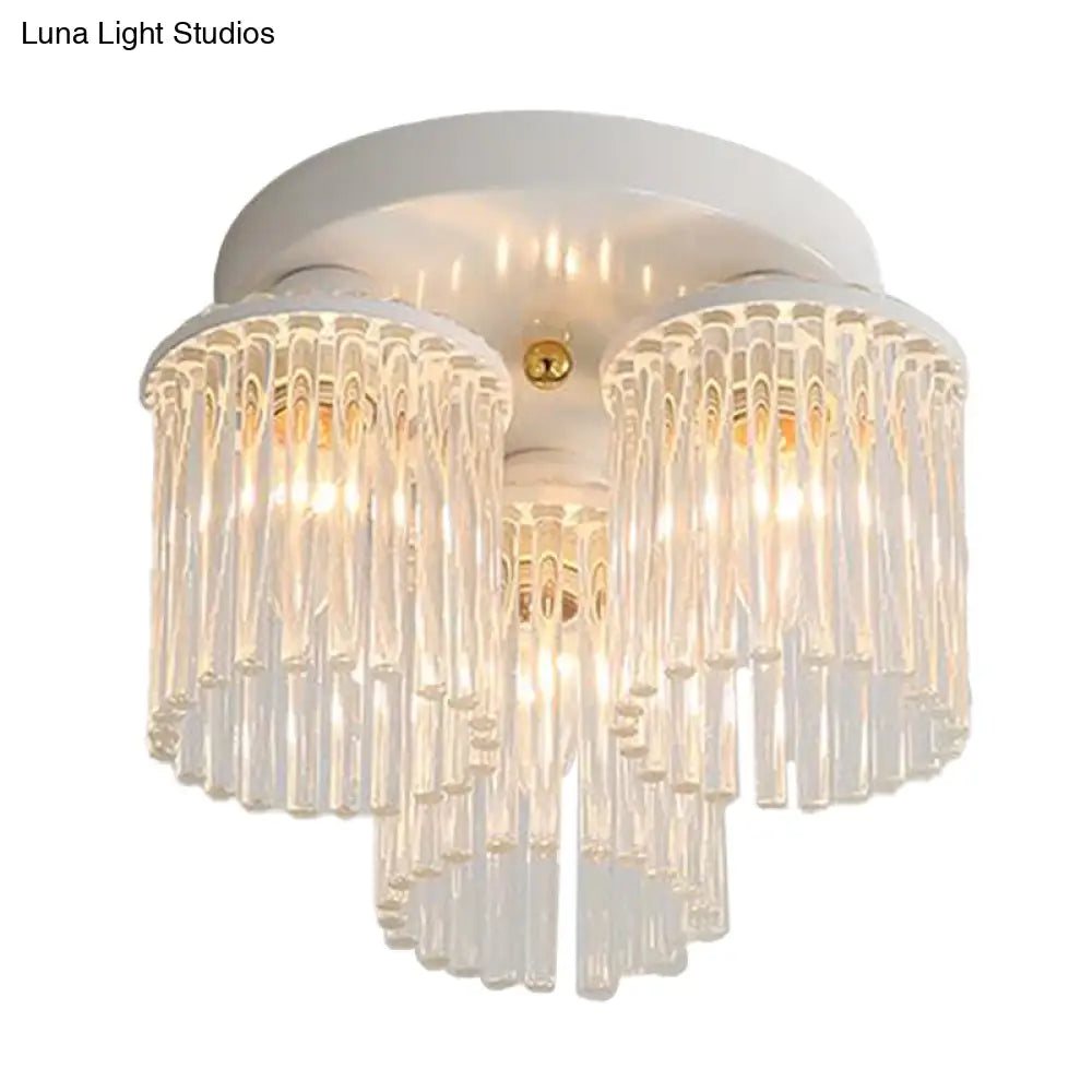 DecorBites™ DecorBites™ Modern Crystal Rod Ceiling Light Fixture - White Petal Flush Mount with 1/3/5 Lights