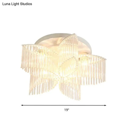 DecorBites™ DecorBites™ Modern Crystal Rod Ceiling Light Fixture - White Petal Flush Mount with 1/3/5 Lights