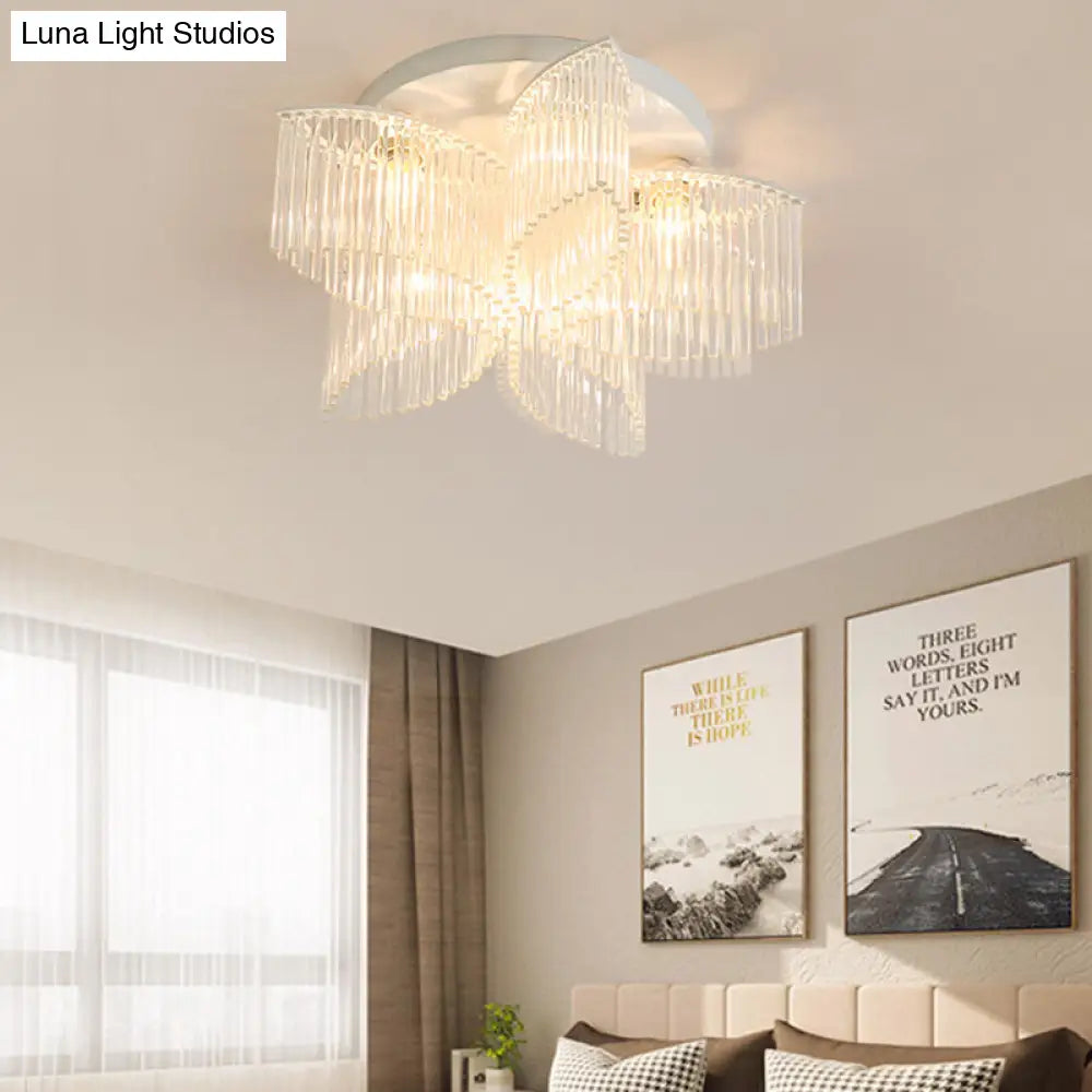 DecorBites™ DecorBites™ Modern Crystal Rod Ceiling Light Fixture - White Petal Flush Mount with 1/3/5 Lights