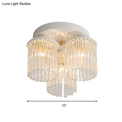 DecorBites™ DecorBites™ Modern Crystal Rod Ceiling Light Fixture - White Petal Flush Mount with 1/3/5 Lights