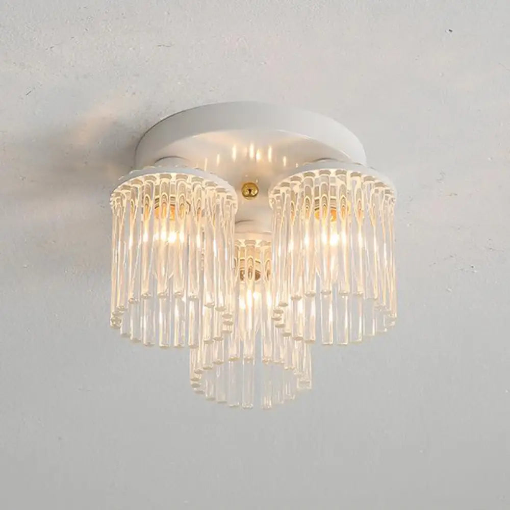 DecorBites™ DecorBites™ Modern Crystal Rod Ceiling Light Fixture - White Petal Flush Mount with 1/3/5 Lights