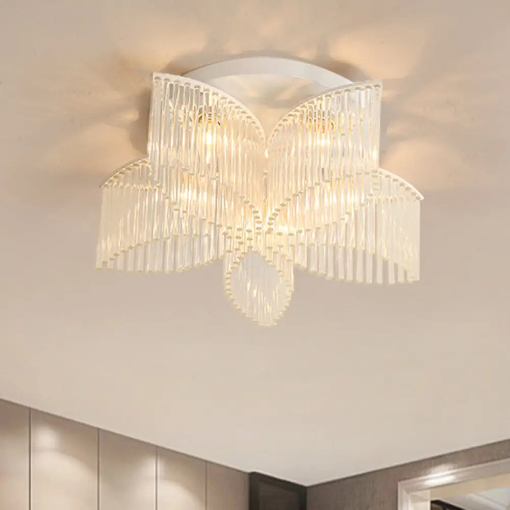 DecorBites™ DecorBites™ Modern Crystal Rod Ceiling Light Fixture - White Petal Flush Mount with 1/3/5 Lights
