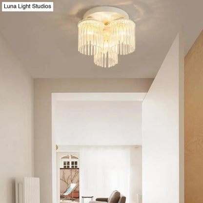 DecorBites™ DecorBites™ Modern Crystal Rod Ceiling Light Fixture - White Petal Flush Mount with 1/3/5 Lights