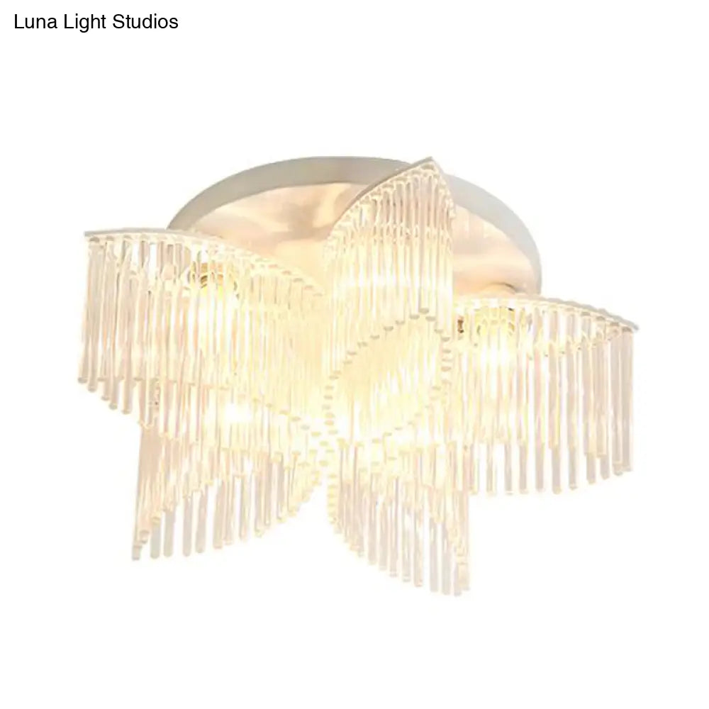 DecorBites™ DecorBites™ Modern Crystal Rod Ceiling Light Fixture - White Petal Flush Mount with 1/3/5 Lights