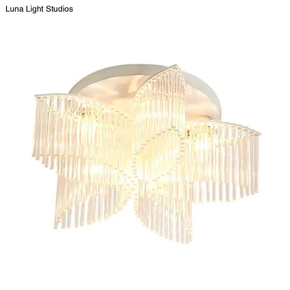 DecorBites™ DecorBites™ Modern Crystal Rod Ceiling Light Fixture - White Petal Flush Mount with 1/3/5 Lights