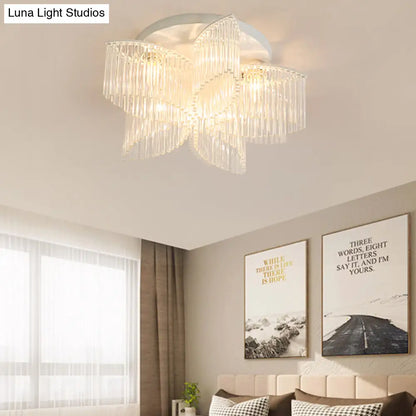 DecorBites™ DecorBites™ Modern Crystal Rod Ceiling Light Fixture - White Petal Flush Mount with 1/3/5 Lights