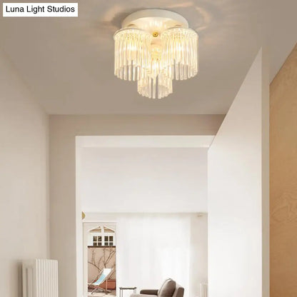 DecorBites™ DecorBites™ Modern Crystal Rod Ceiling Light Fixture - White Petal Flush Mount with 1/3/5 Lights