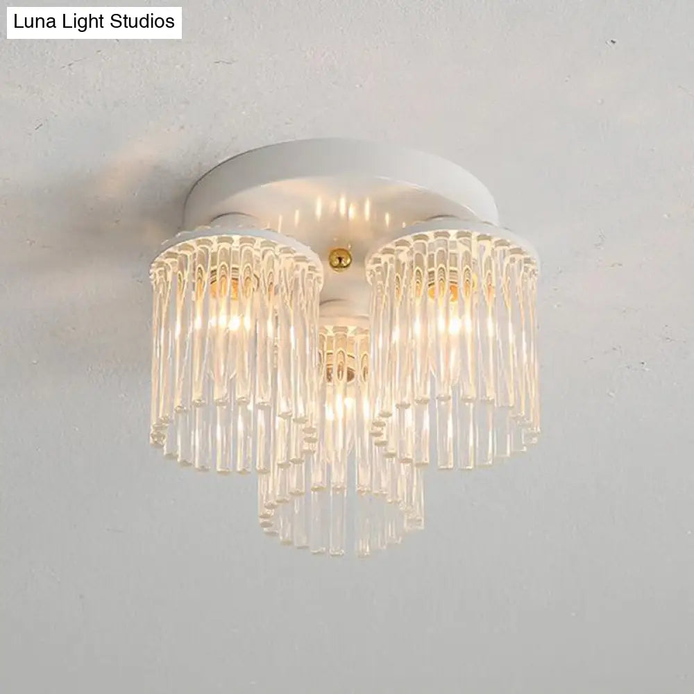 DecorBites™ DecorBites™ Modern Crystal Rod Ceiling Light Fixture - White Petal Flush Mount with 1/3/5 Lights