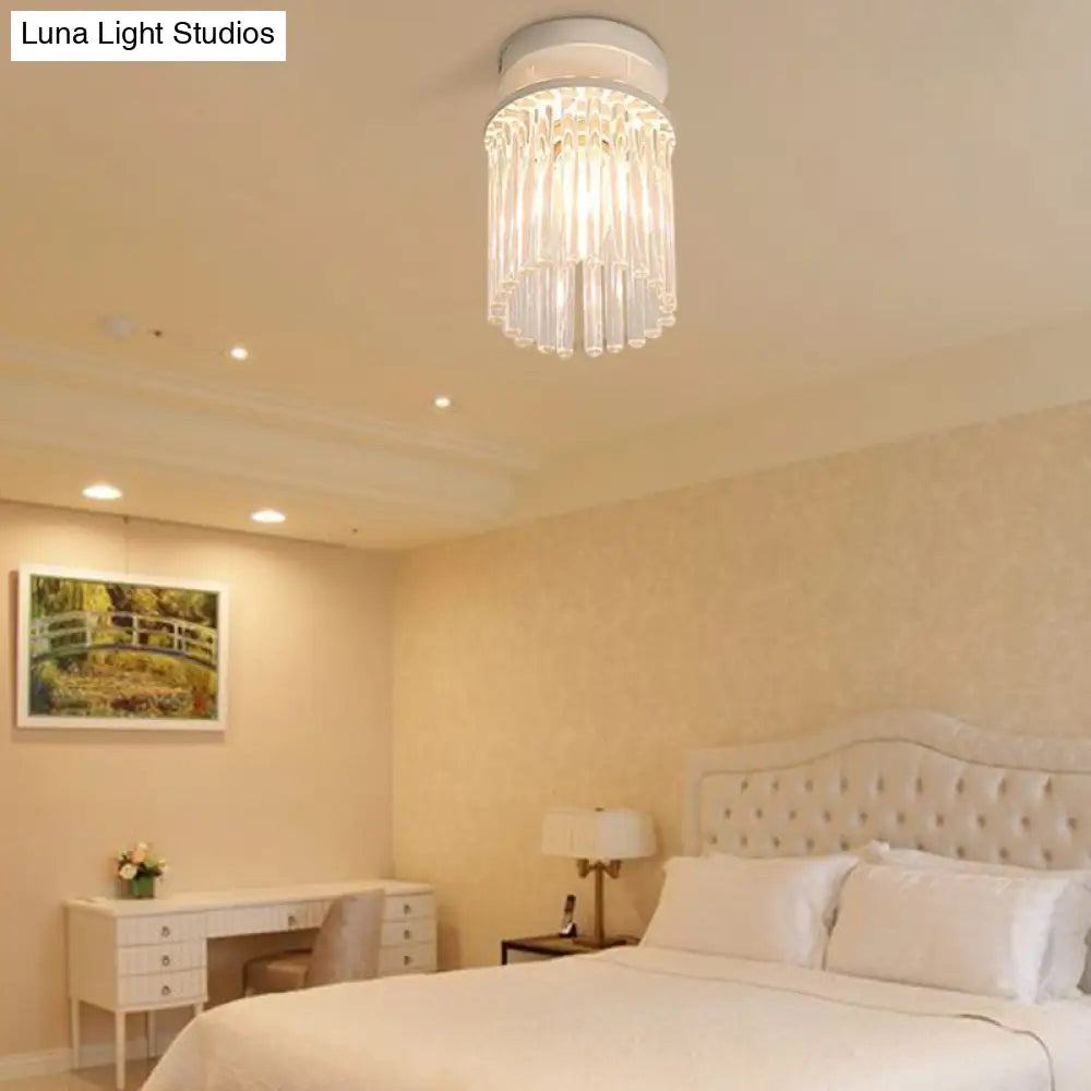 DecorBites™ DecorBites™ Modern Crystal Rod Ceiling Light Fixture - White Petal Flush Mount with 1/3/5 Lights