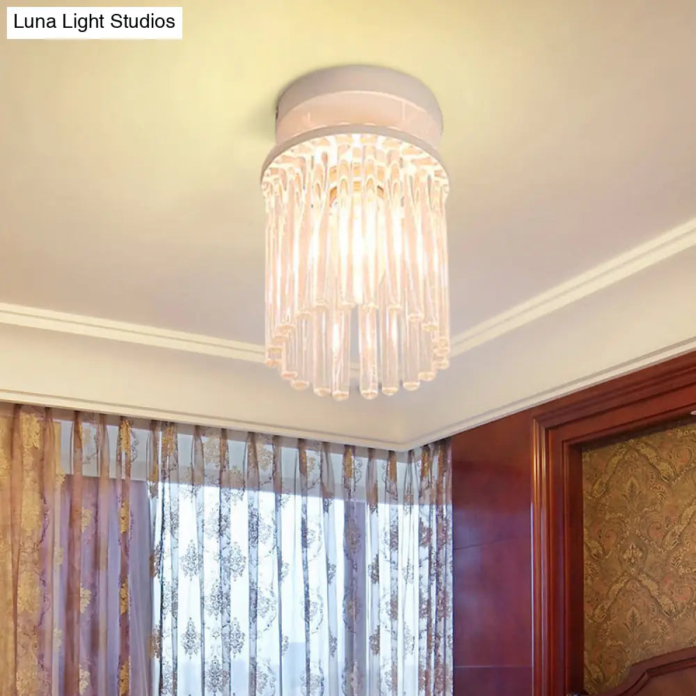 DecorBites™ DecorBites™ Modern Crystal Rod Ceiling Light Fixture - White Petal Flush Mount with 1/3/5 Lights