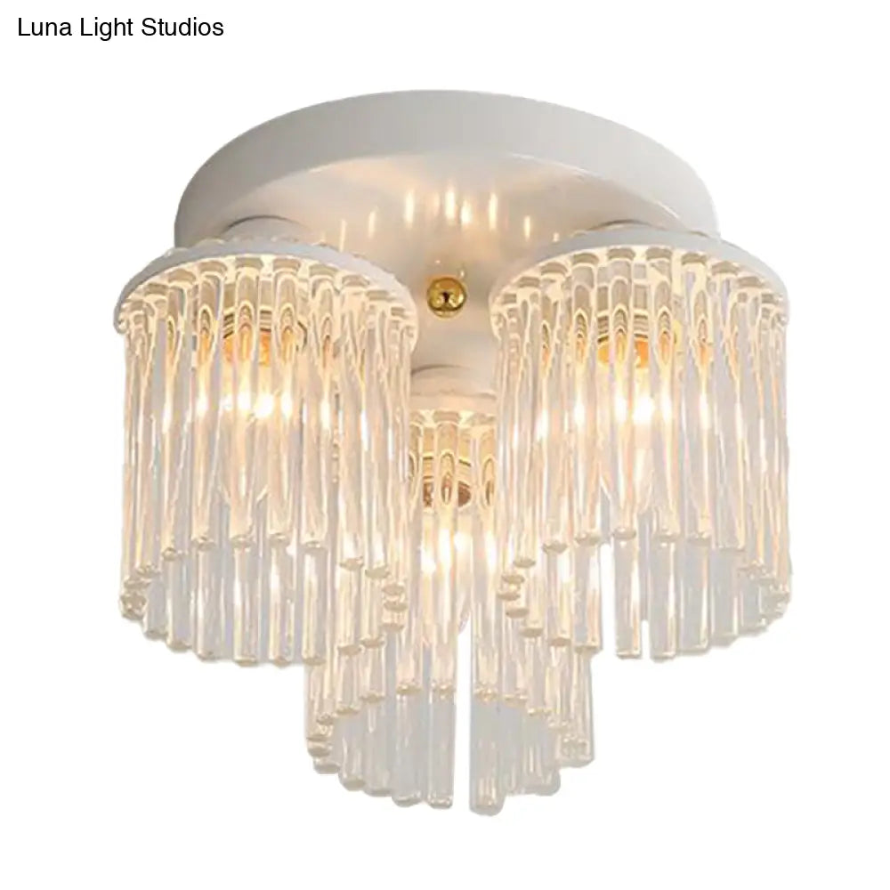 DecorBites™ DecorBites™ Modern Crystal Rod Ceiling Light Fixture - White Petal Flush Mount with 1/3/5 Lights