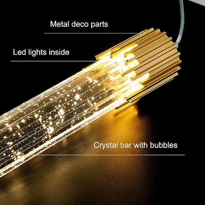 Modern Crystal Rod Pendant Light in Black or Gold - Decorbites