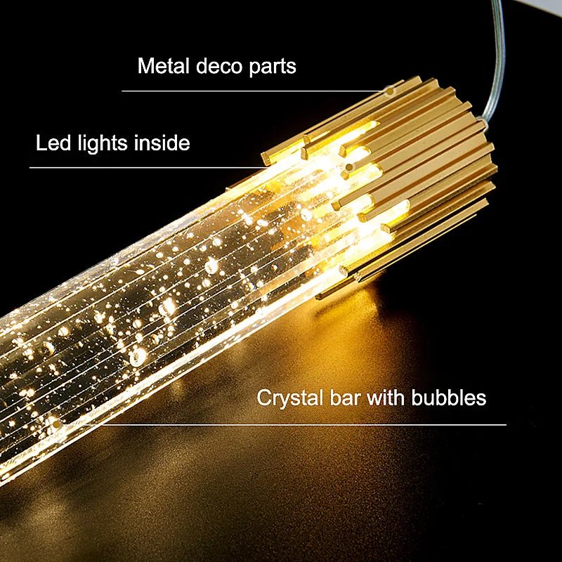 Modern Crystal Rod Pendant Light in Black or Gold - Decorbites