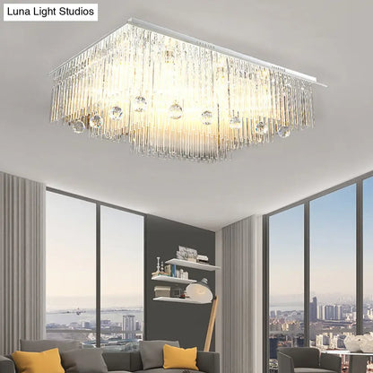 DecorBites™ DecorBites™ Modern Crystal Rod Rectangle Ceiling Light with 16 Heads – Ideal for Bedroom Flush Mount