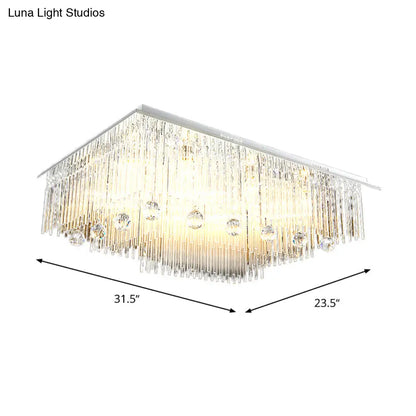 DecorBites™ DecorBites™ Modern Crystal Rod Rectangle Ceiling Light with 16 Heads – Ideal for Bedroom Flush Mount